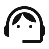 Icon of a person wearing headphones with a brown outline on a white background
